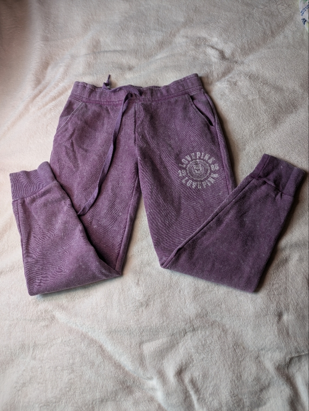 PINK Victoria's Secret Mauve Purple Fleece Joggers with Emblem